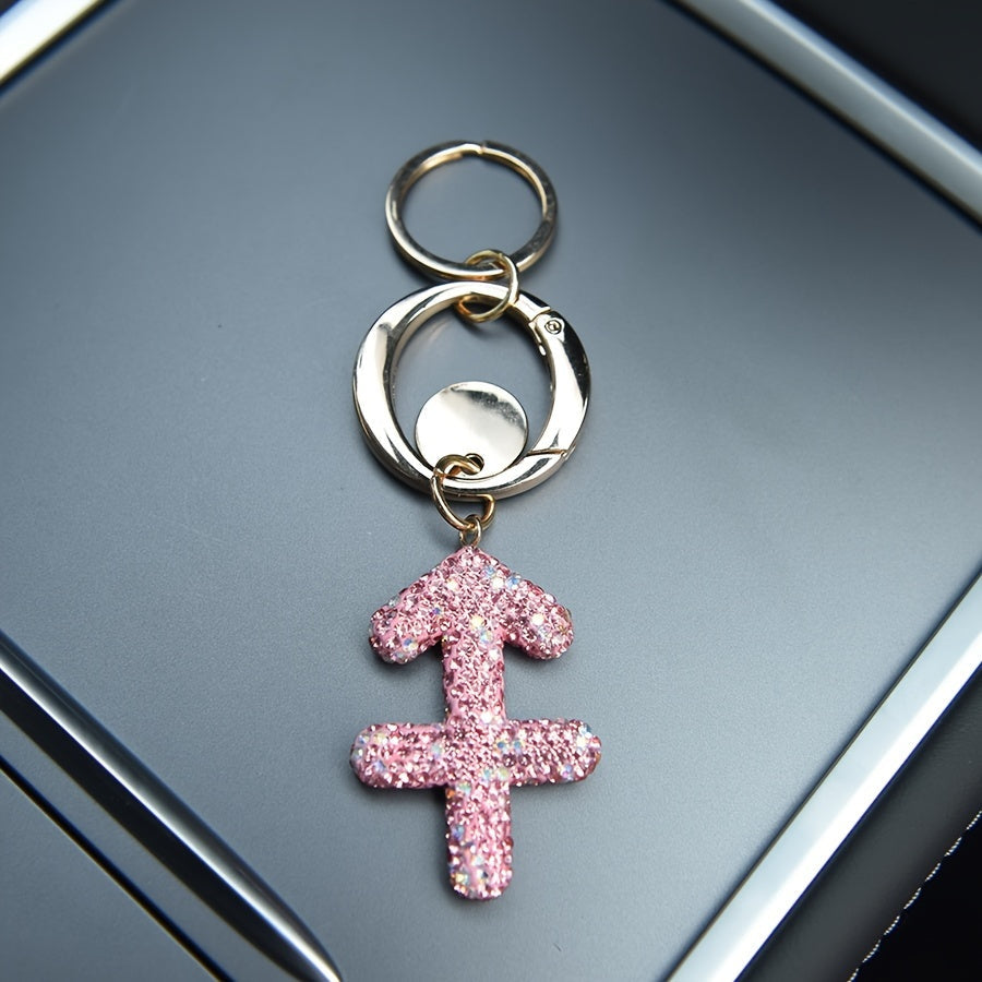 Llavero de resina rosa y metal con cristales para bolsos y mochilas