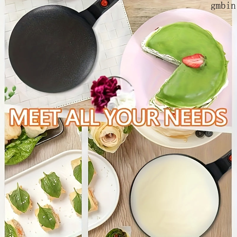 Sartén para tortitas redonda negra con calefacción de un lado, enchufe europeo estándar, por debajo de 1000W, aluminio