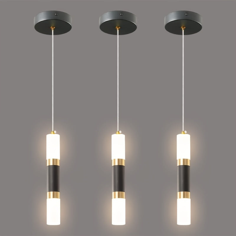 Black and Gold LED Mini Pendant Light for Kitchen Island and Bedroom Modern Acrylic Shade