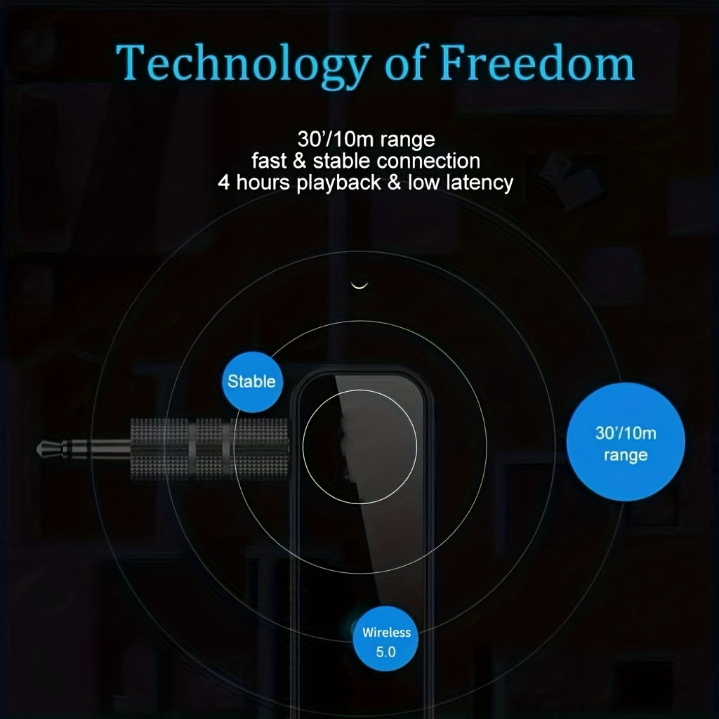 Wireless Car AUX Adapter for Hands-Free Calls and Audio Streaming