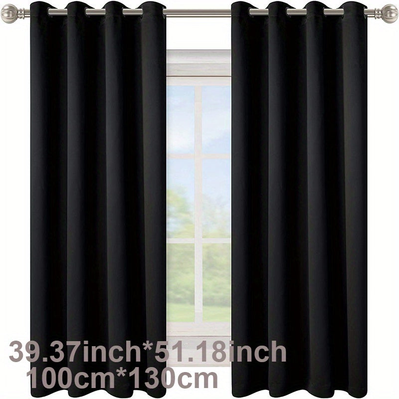 Blackout Curtain 1 Panel Solid Black Insulated Room Darkening for Bedroom Living Room