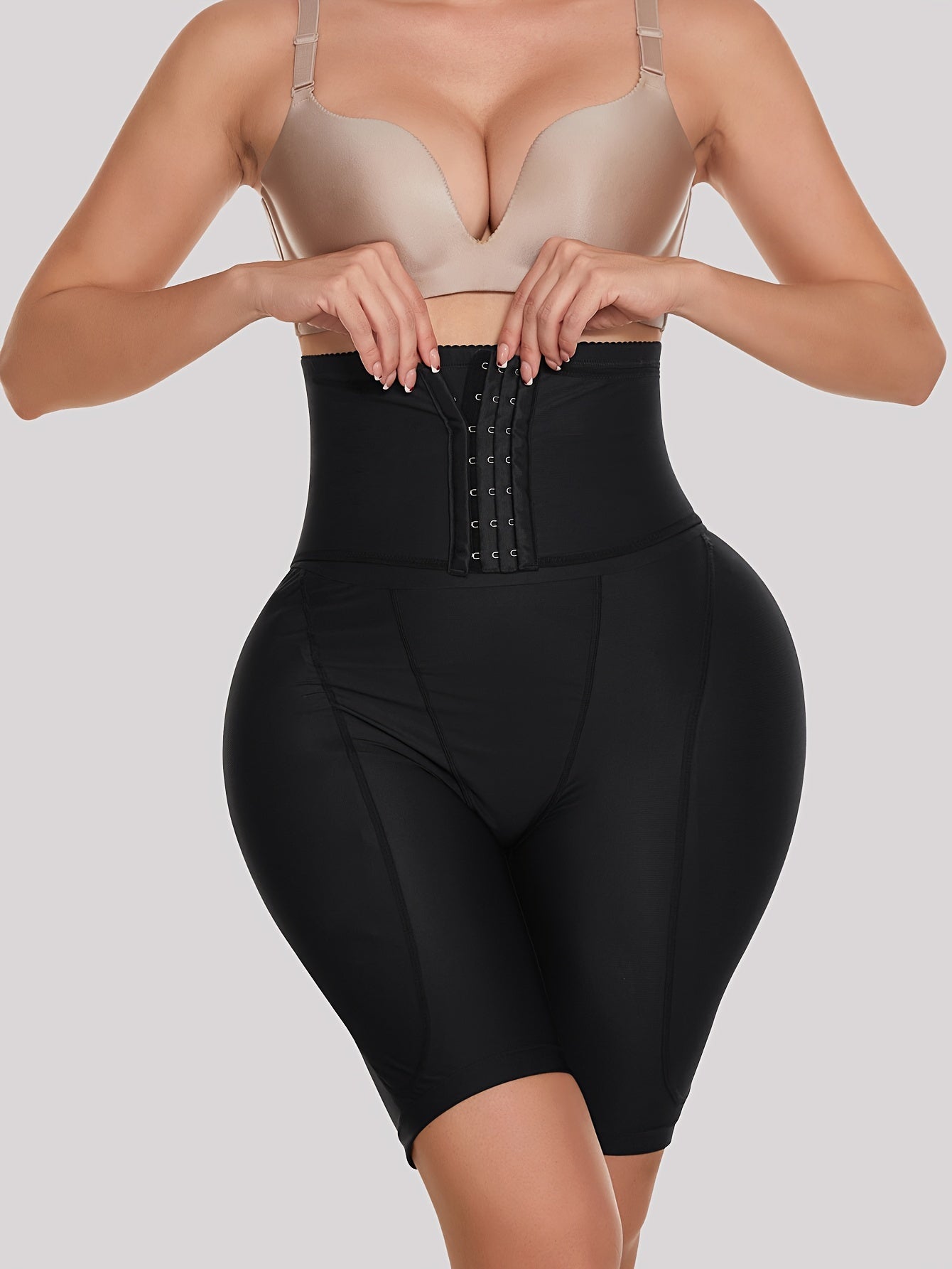 Women High Waist Shaping Shorts Tummy Control Butt Lift Solid Knit Fabric