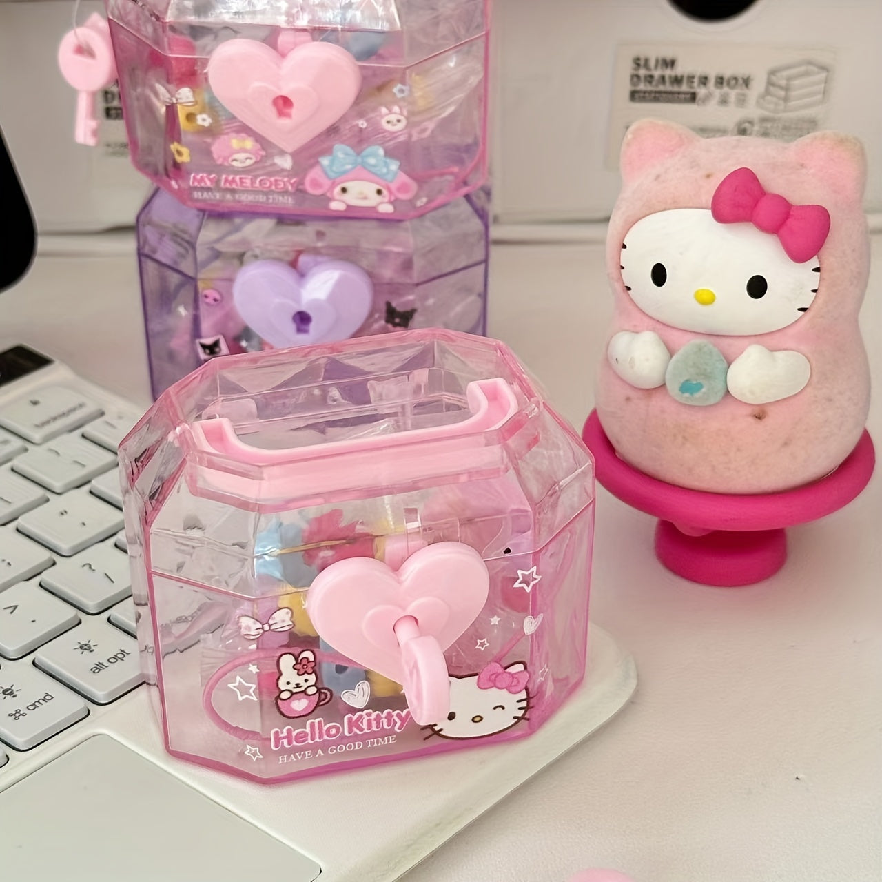 Caja organizadora de joyería de plástico para cuentas, pulseras y colección de abanicos