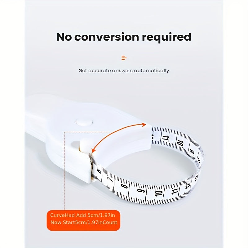 Self-Tightening Body Measuring Tape White PVC Blade Lock for Waist Hip Arm Head