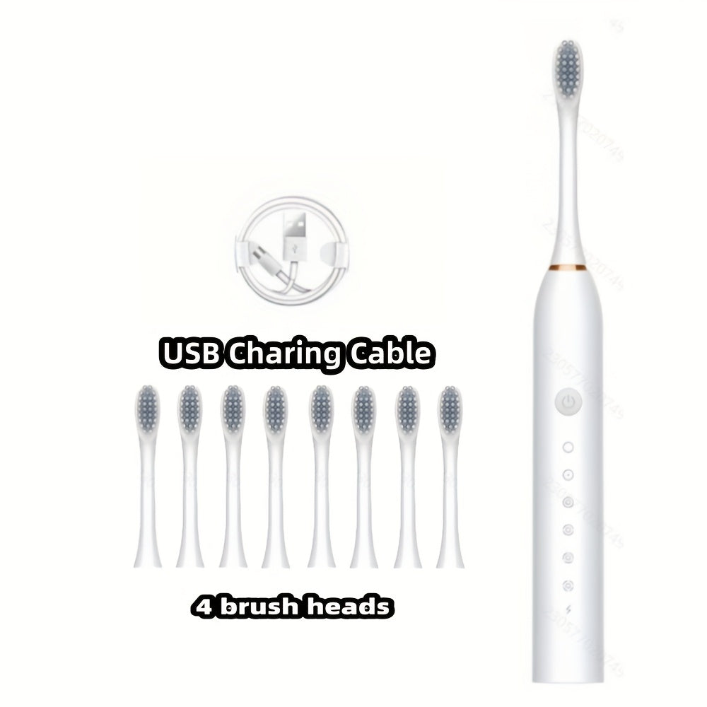 Electric Sonic Toothbrush Set With 8 Brush Heads Soft Bristles 6 Cleaning Modes
