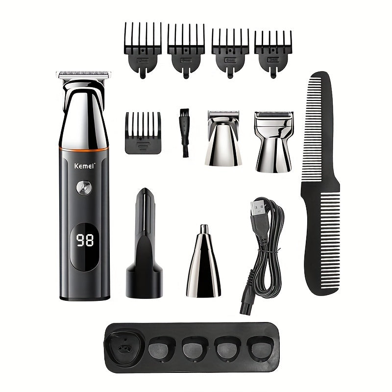 Chegara osha 5-in-1 Oilaviy to'plam, LED LCD raqamli displey bilan, sochni qirqish, so'zlash, tanani parvarish qilish uchun