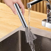 Set of 4 Stainless Steel Pot Brushes with Extended Handle for Pans and Sinks