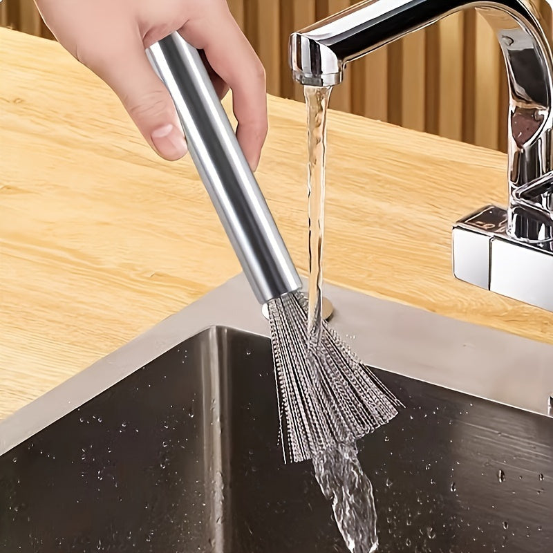 Set of 4 Stainless Steel Pot Brushes with Extended Handle for Pans and Sinks