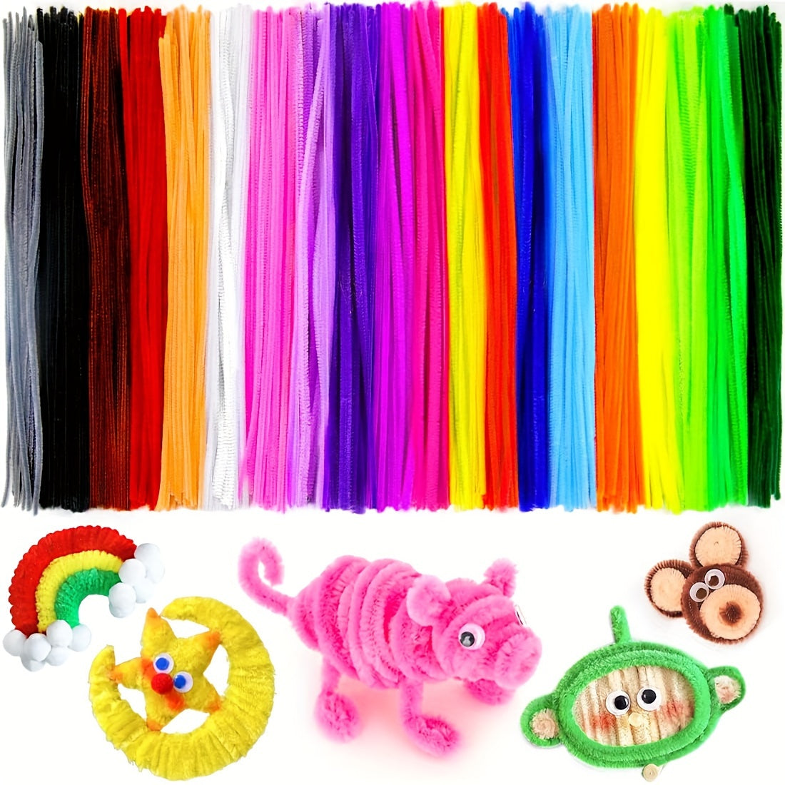 400-Pack Nylon Chenille Pipe Cleaners in 39 Colors for Arts and Crafts