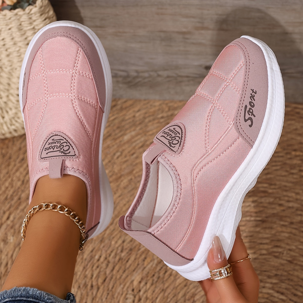 Ayollar uchun kundalik slip-on sport poyabzali, engil yugurish poyabzali, barcha mavsumlar uchun