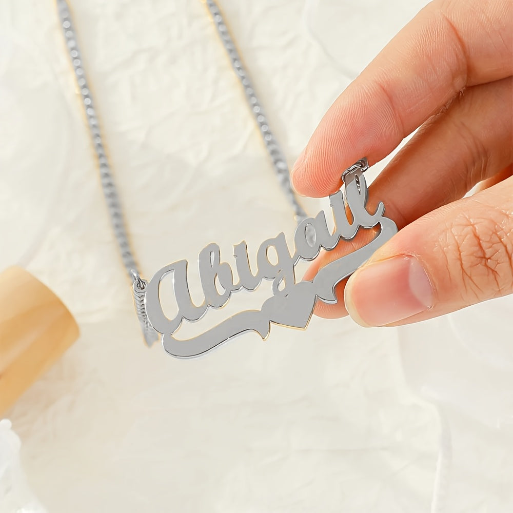 Women's Stainless Steel 4mm Cuban Link Chain Necklace with Personalized Name Pendant