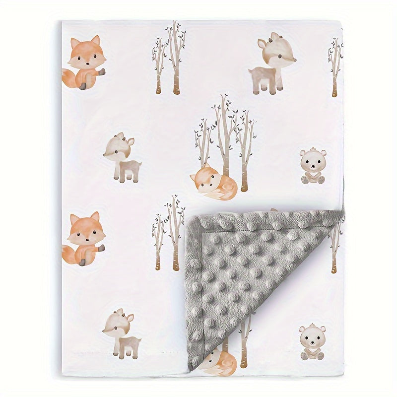 "Qulay O'rmon Tulki Naqshli Minky Kiyim, Ikki Qavatli va Yumshoq, To'ldirilgan Orqa Qismi bilan, 30 X 40 Dyum (75x100sm) - Ajoyib Rojdestvo yoki Halloween Hediye"