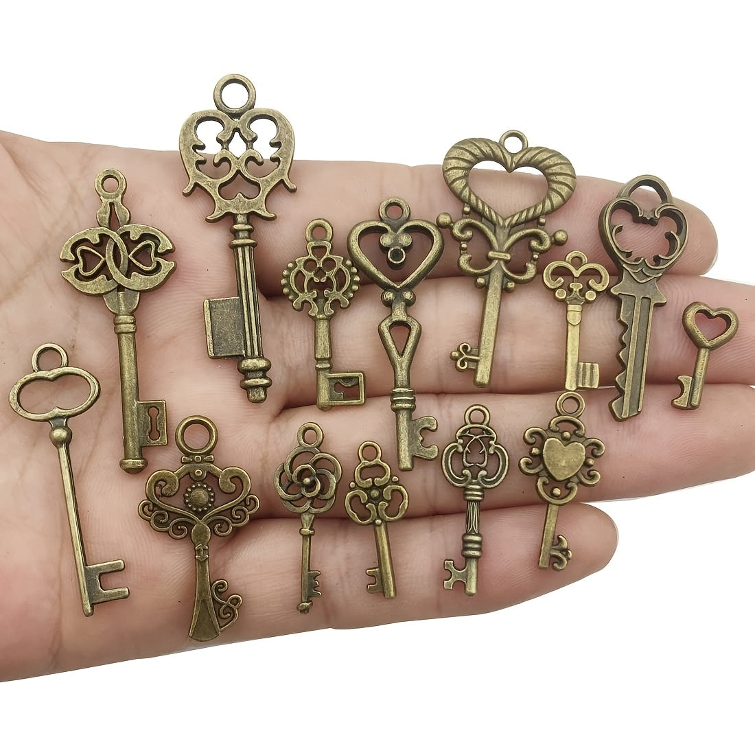 Set of 23 Vintage Skeleton Keys Antique Bronze Style for Crafts and Decor