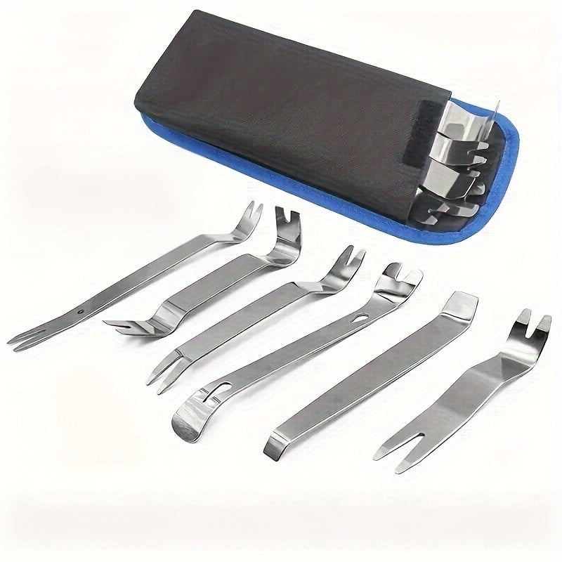 6pcs Car Audio Modification Tool Kit Stainless Steel Pry Bars for Interior and Door Panel Removal
