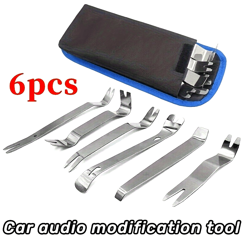 6pcs Car Audio Modification Tool Kit Stainless Steel Pry Bars for Interior and Door Panel Removal