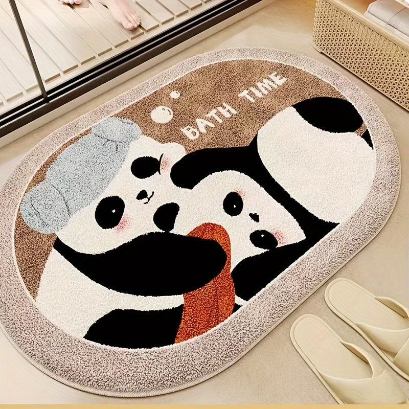 Cartoon Panda Bathroom Mat Soft Absorbent Hand Washable Home Decor