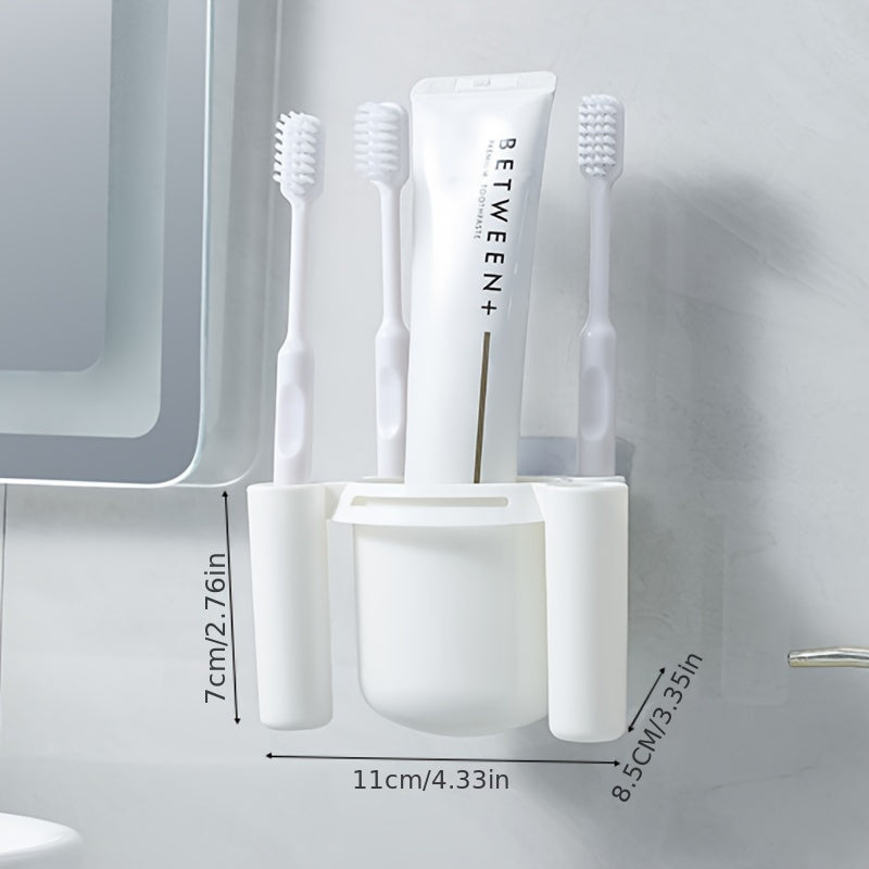 Bathroom Wall-Mounted Toothbrush Holder with Storage and Organization