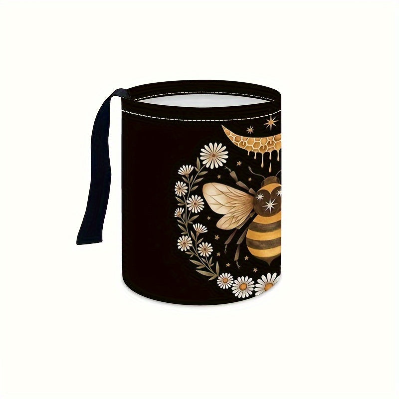 Unisex Bee Pattern Car Trash Can Dust Bin Organizer for Car Kitchen Camping
