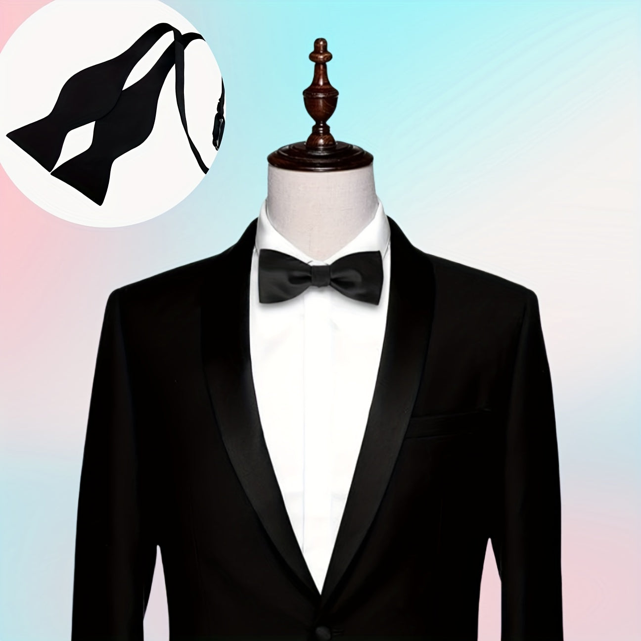 Erkaklar uchun o'z-o'zini bog'lash uchun bow tie, sozlanadigan, to'liq rangli rasmiy tuxedo aksessuari