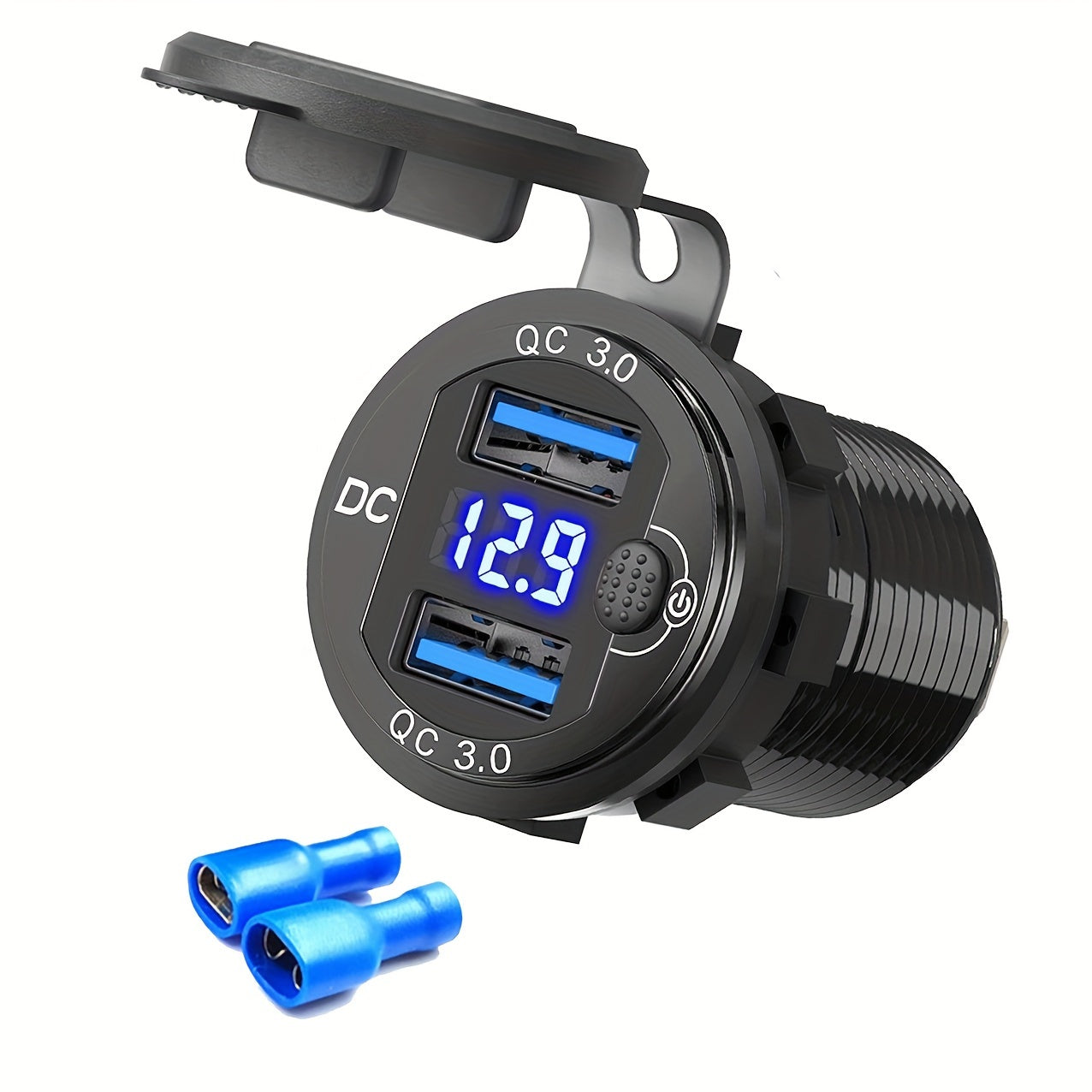 Dual USB Car Charger Aluminum Alloy Fast Charging Adapter for Vehicles Boats