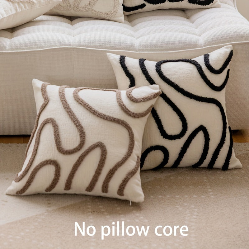 Bohemian Style Reversible Chenille Throw Pillow Cover with Zipper Closure for Home Decor