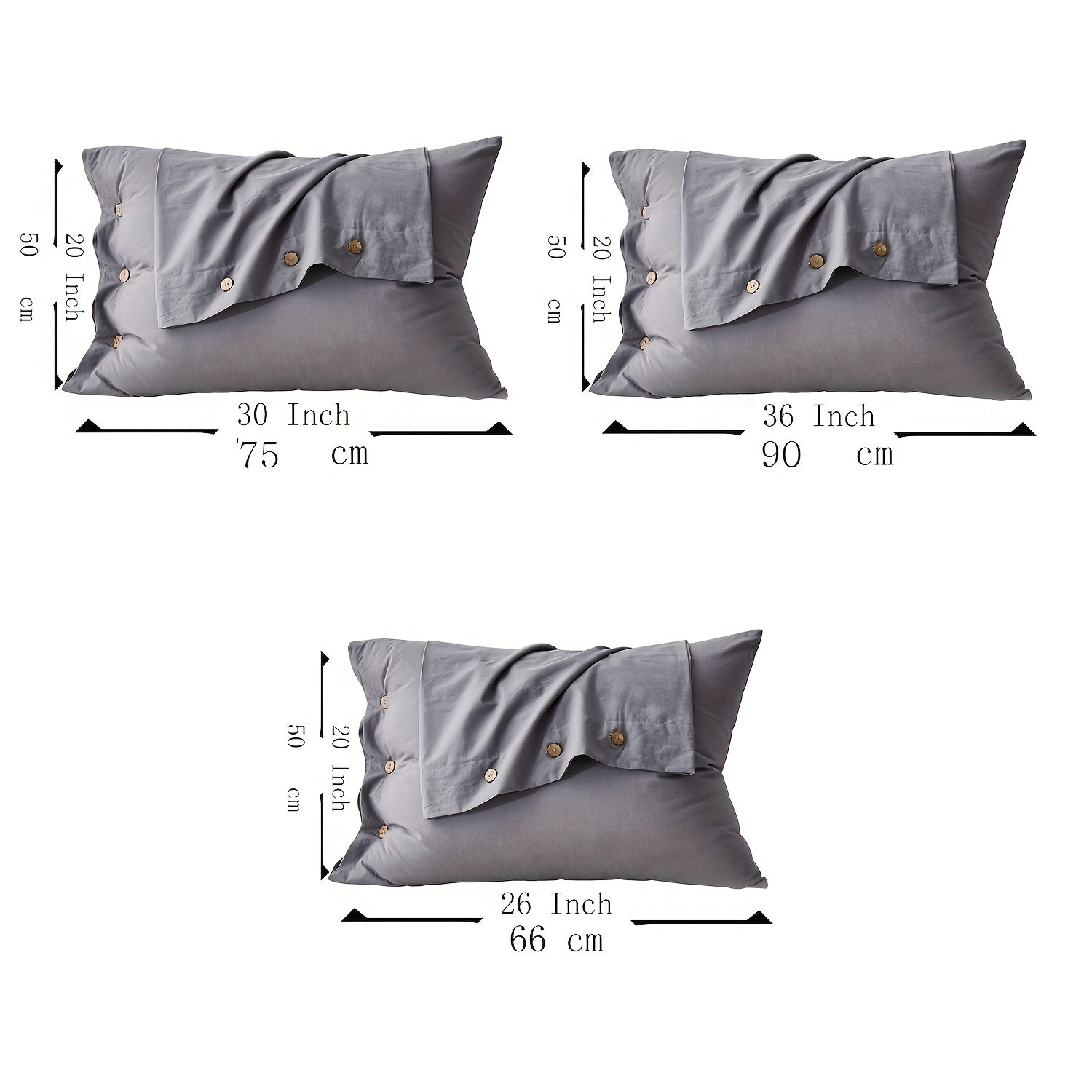 Cotton Pillowcases Set White and Green Button Closure Soft Waterwashed 32 Count