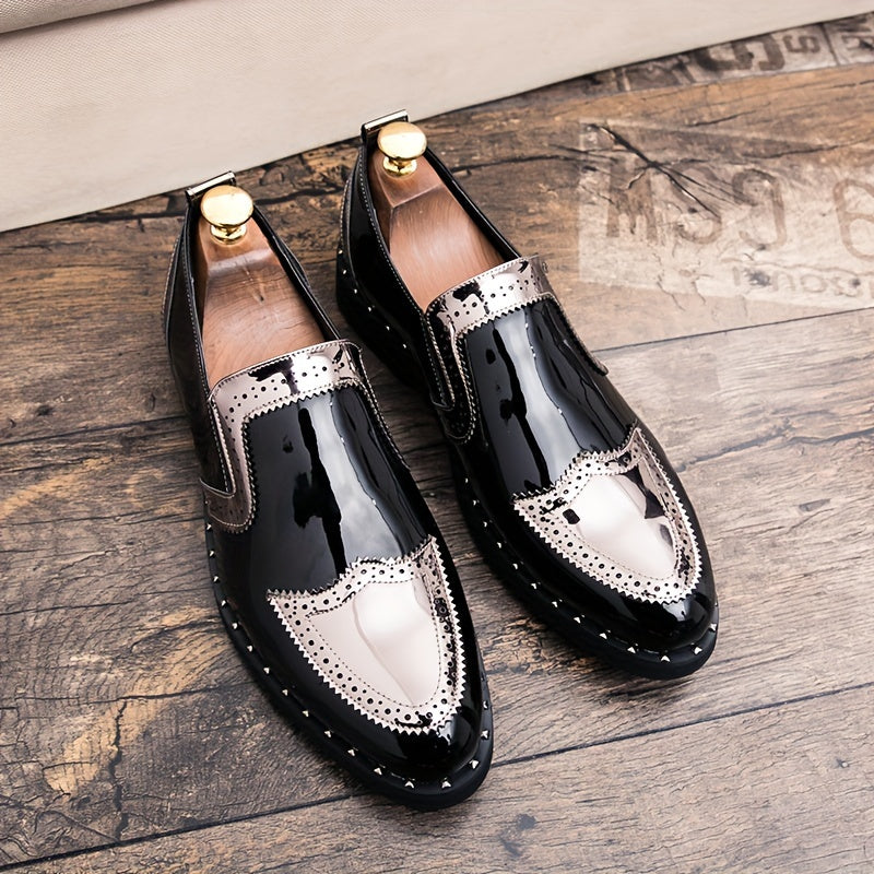 Men's Leather Dress Shoes Casual Formal Slip-On Pointed Toe All-Season