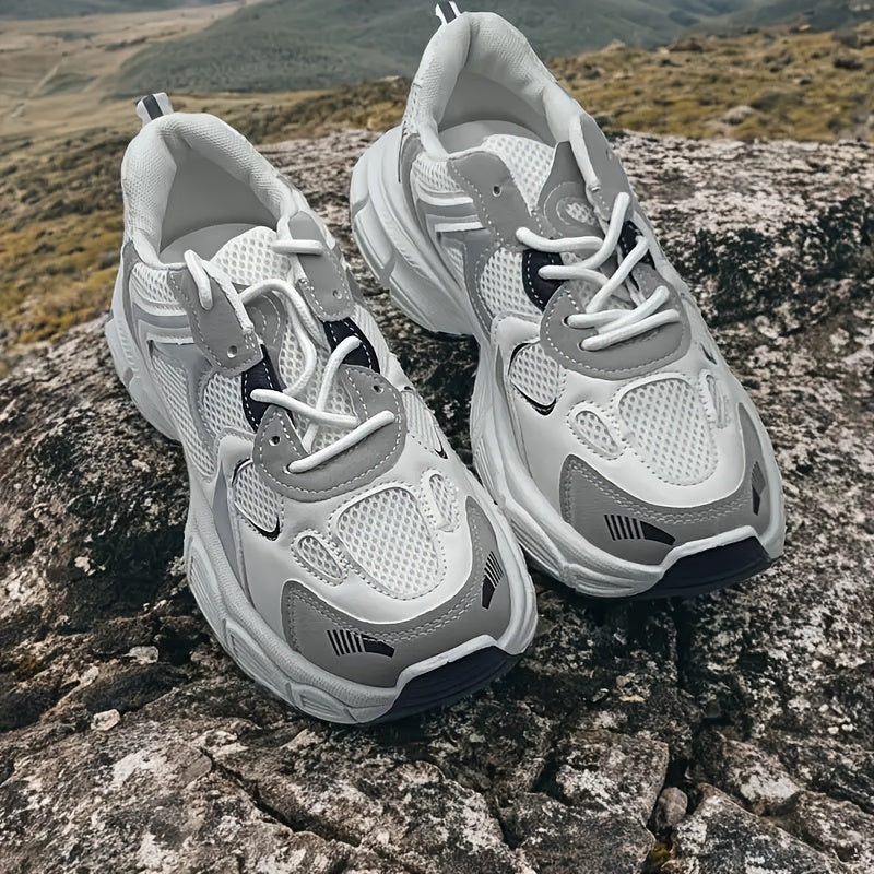 Men's Breathable Mesh Color-Block Sneakers with EVA Sole and Fabric Insole