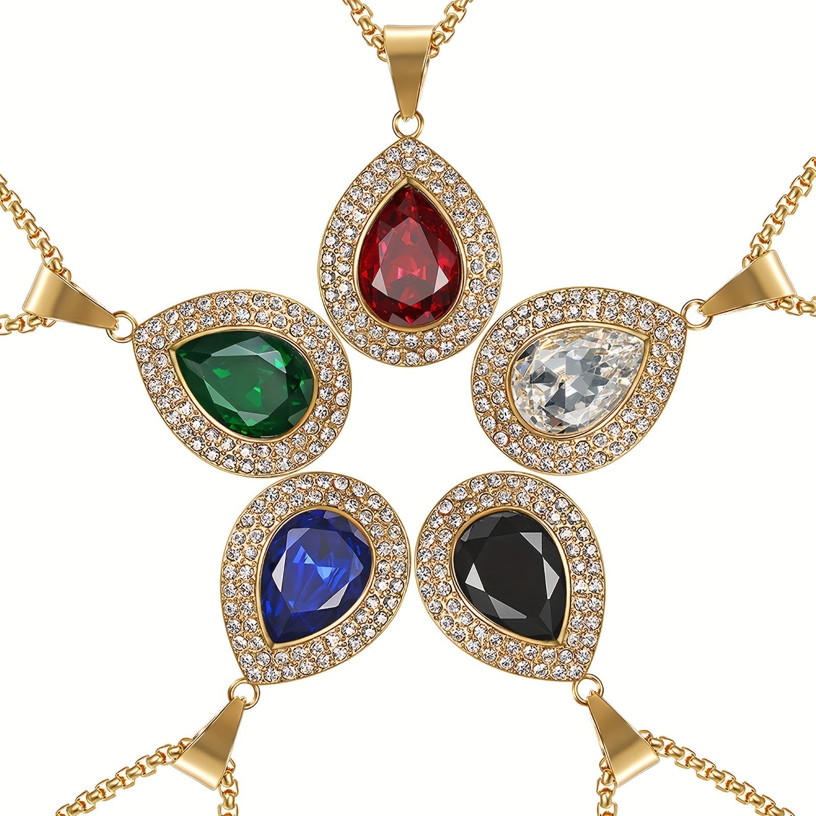 Zargarlik to'plamidagi ajoyib zanglamas po'latdan yasalgan suv tomchisi pandantli marjon, porloq kubik zirkoniy bilan bezatilgan - hashamatli va romantik ayollar to'y ko'rinishi uchun mukammal, maxsus kunda kelin uchun ideal.