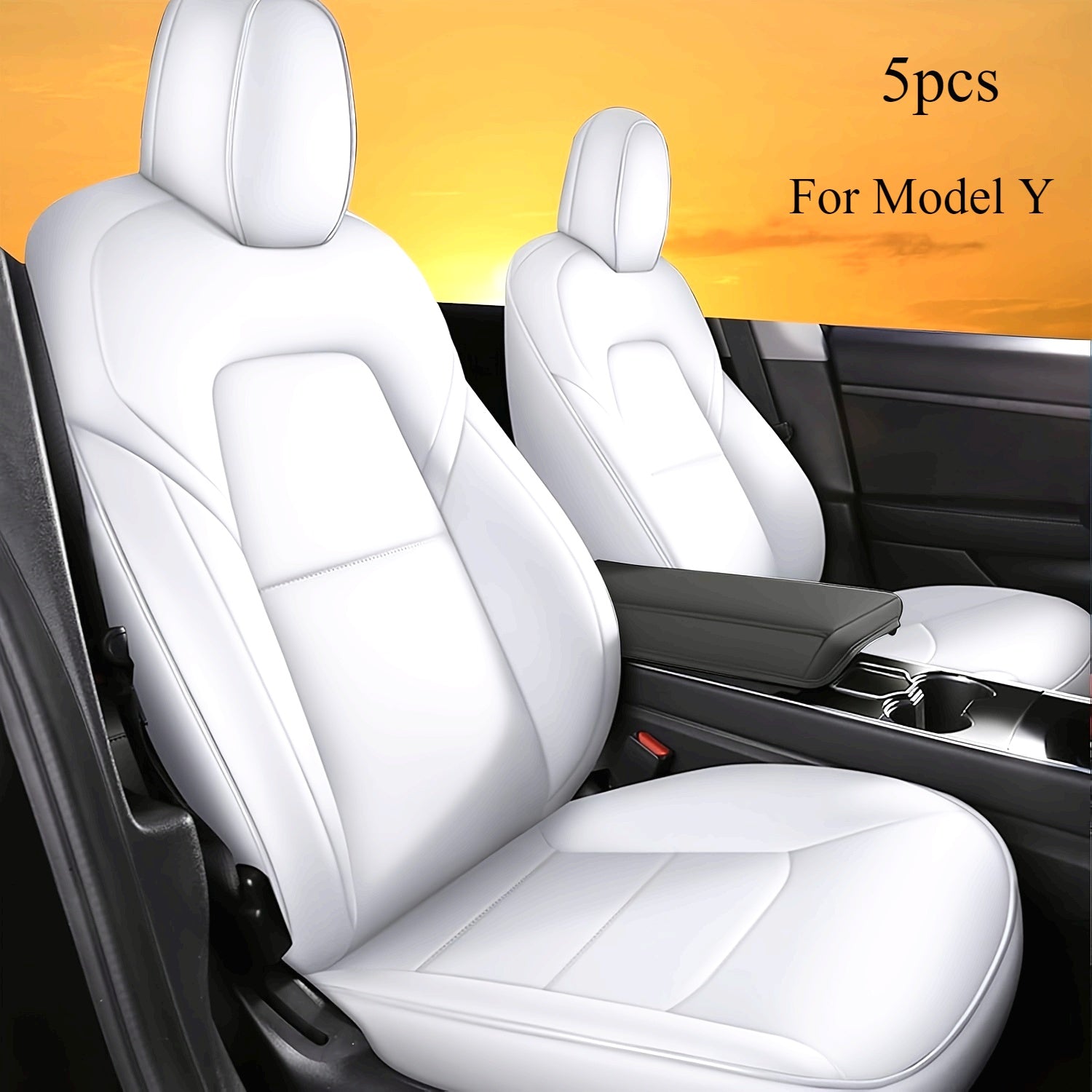Full Car Five-Seater White Seat Cover for Model Y Custom Fit