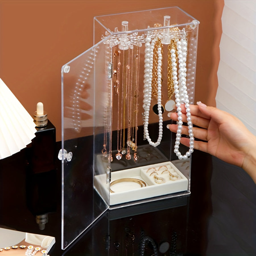 Transparent Jewelry Storage Box for Necklaces and Rings Dustproof Organizer