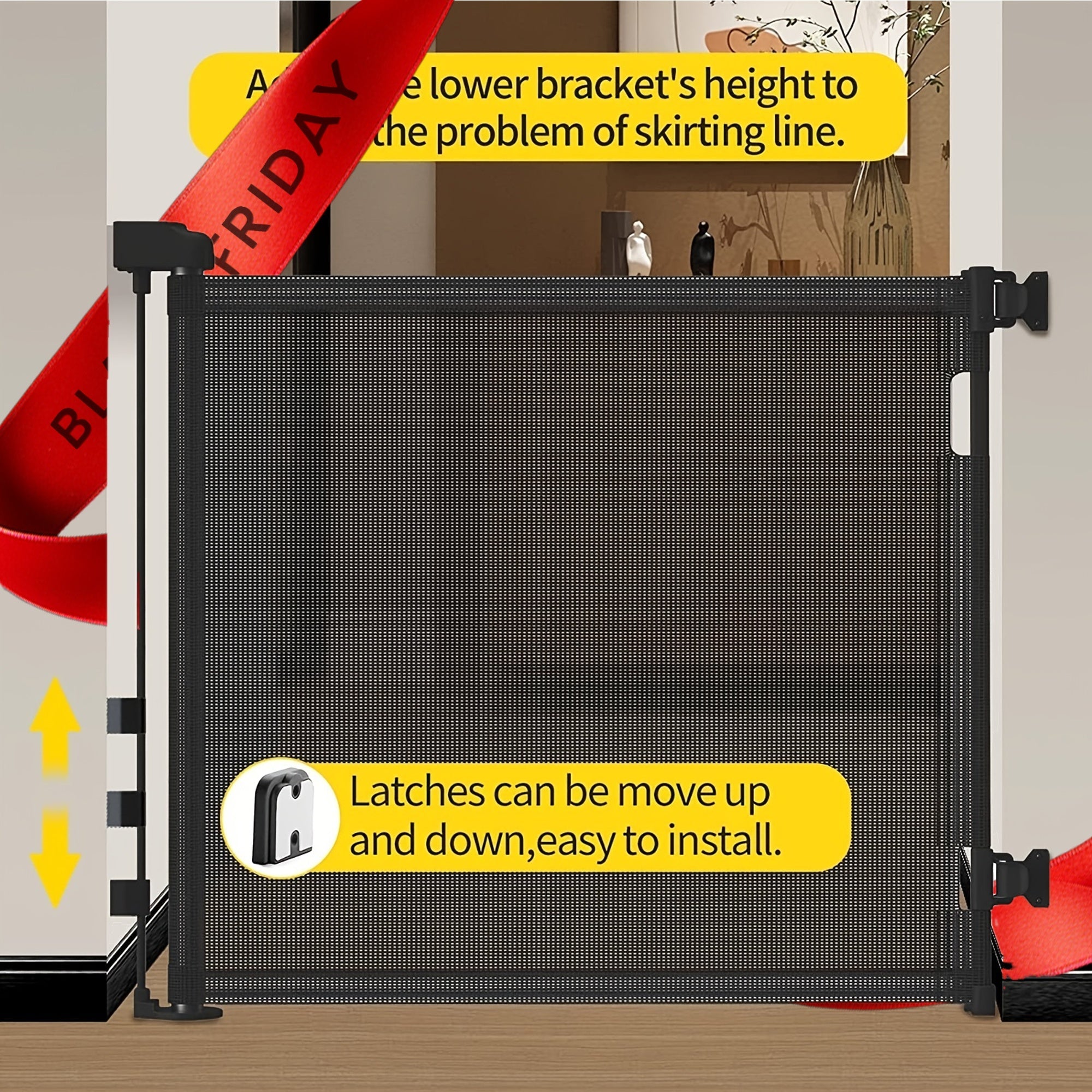 Baby Safety Gate Mesh Retractable Child Gate for Doorways Stairs Indoor Outdoor