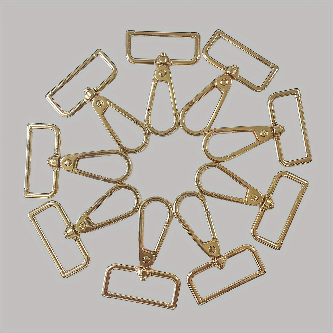 Set of 10 Gold-Tone Spring Hooks 1.2 Inches with Thick Pads 360° Rotation for Handbag Straps Jewelry Clasps