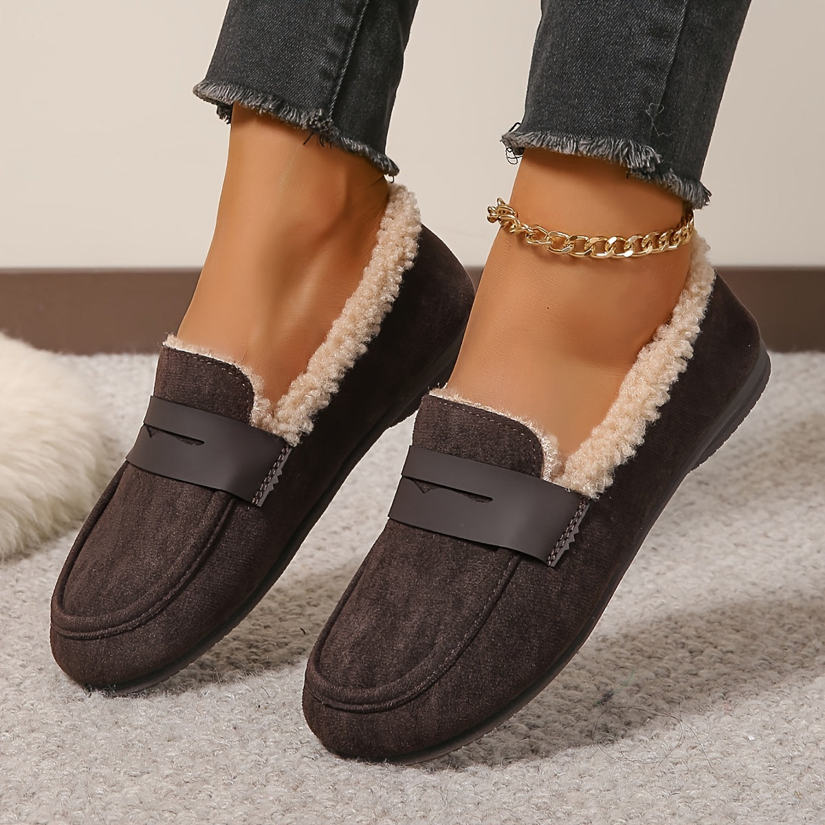 Women's Fleece-Lined Ankle Boots Winter Short Booties