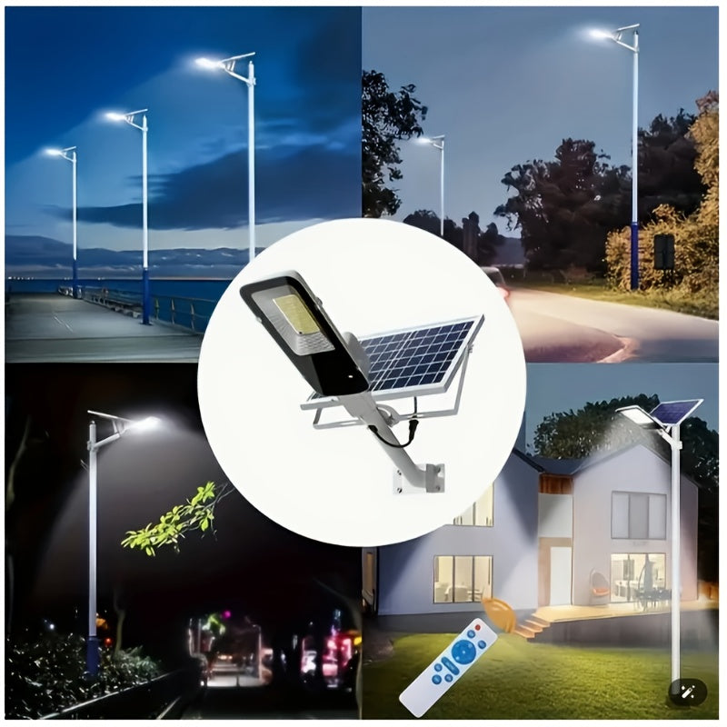 Farola solar LED con control remoto para exteriores, jardín, patio, pared, garaje