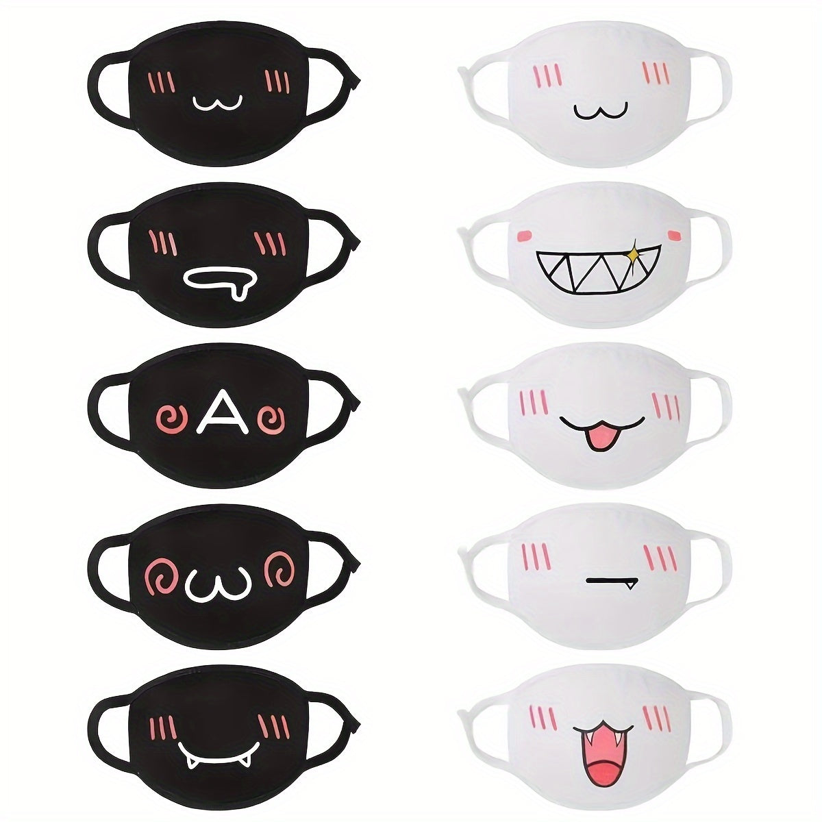 Set of 10 Reusable Anime Face Masks for Outdoor Activities with Unique Designs