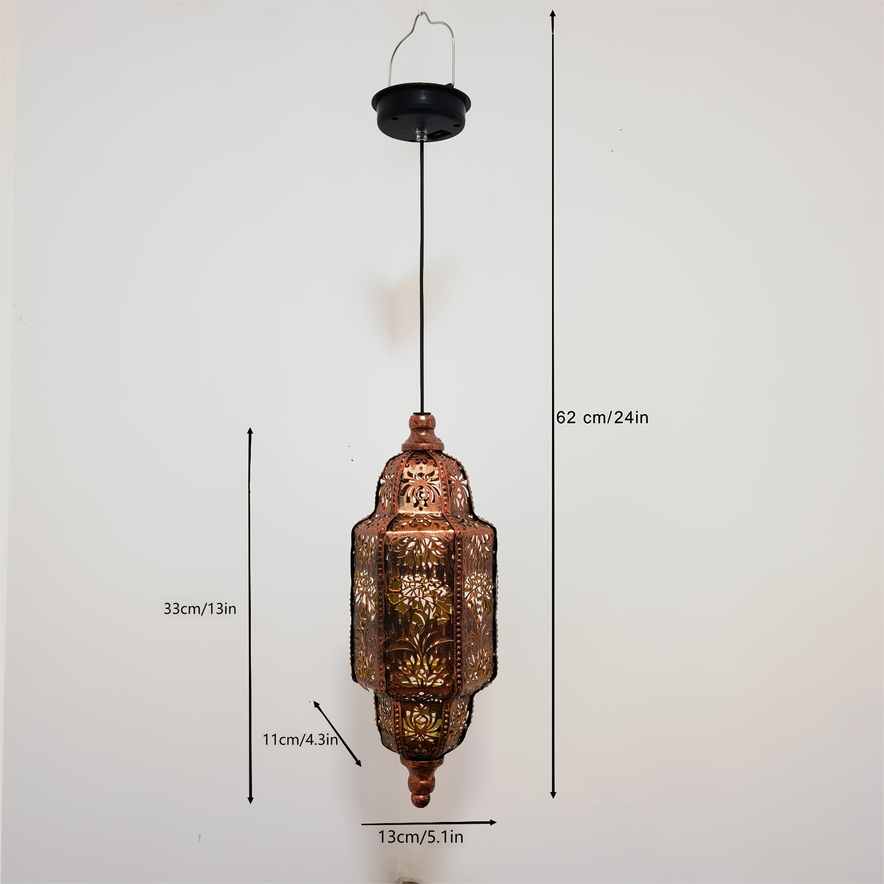 Moroccan Hexagonal Solar Lantern with Flower Projections for Outdoor Decoration