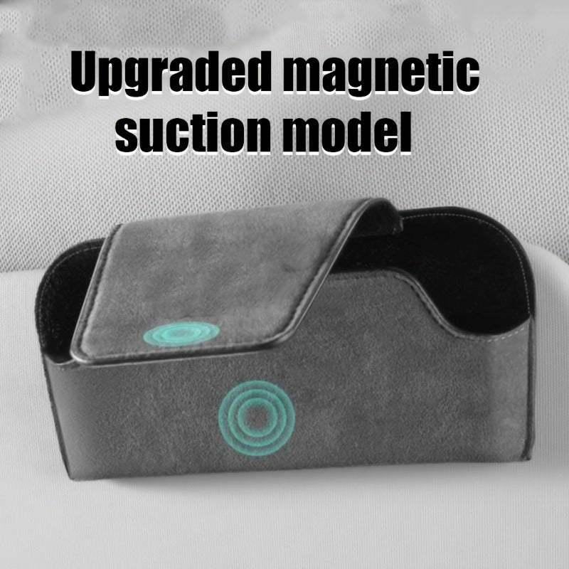 PU Leather Car Visor Glasses Holder Universal Fit Eyeglasses Organizer