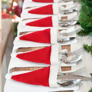 12-Piece Christmas Table Decoration Set with Santa Hat Cutlery Holders and Bottle Toppers Festive Party Decor