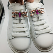 2Pcs Sparkling Dragonfly Shoe Charms Rose Golden Purple Gemstone Detachable Shoe Accessories