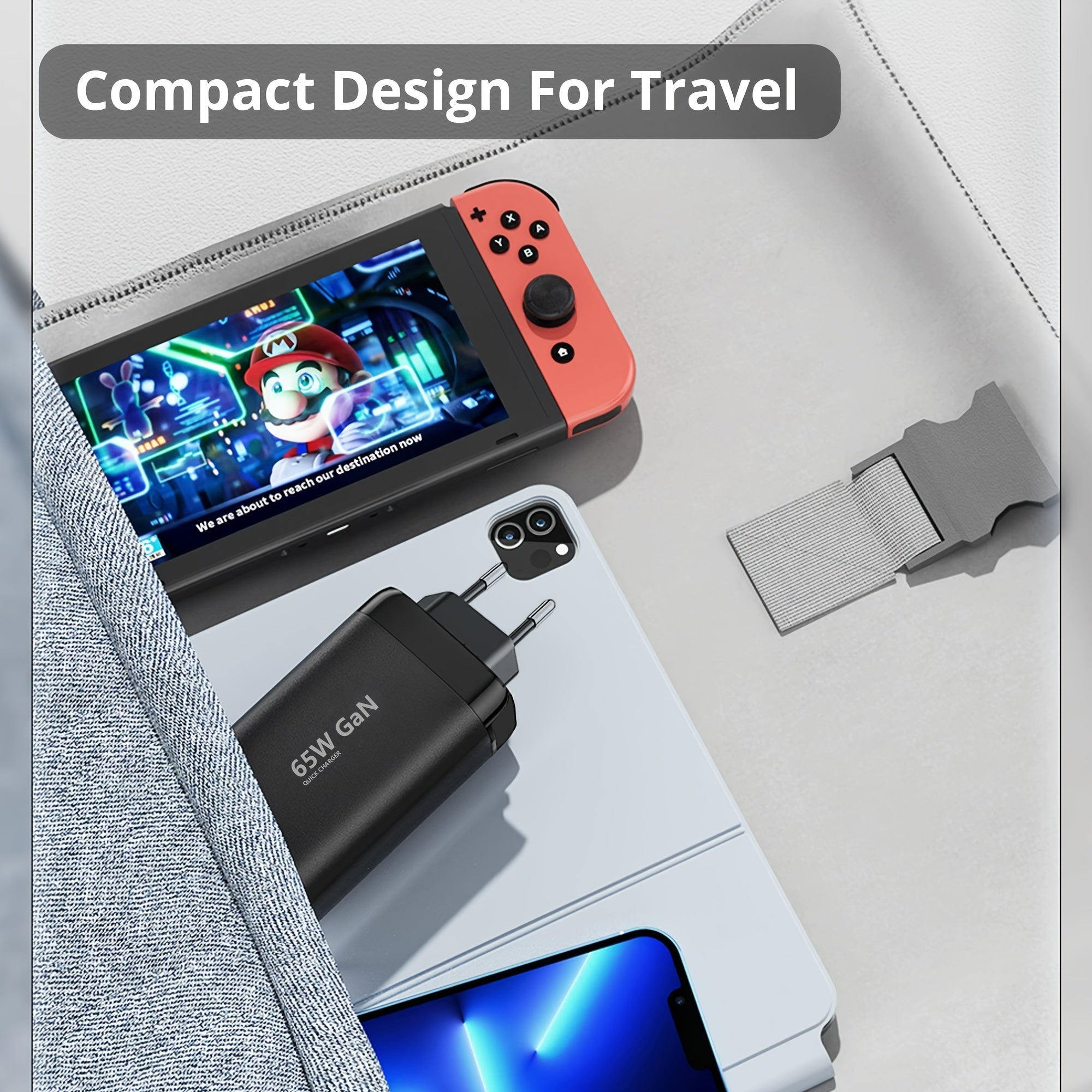 Быстрая зарядка GaN 65W USB C с 3 портами для ноутбуков, iPad, Galaxy, iPhone