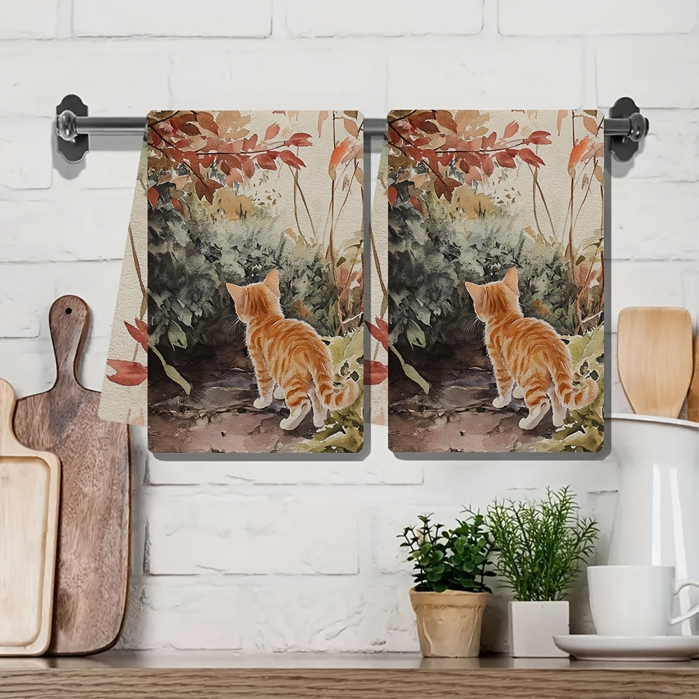 Set of 2 Ultra Soft Kitchen Towels 40x60cm Absorbent Dish Hand Towels