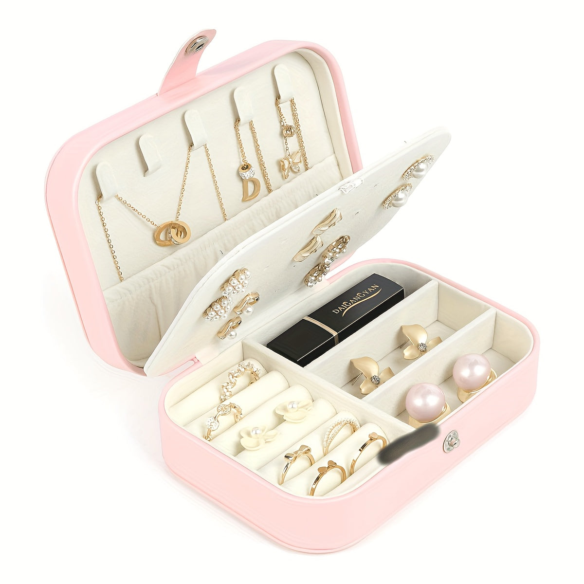 Кожаная шкатулка для украшений с крючками для ожерелий, хранения серег и колец, портативный органайзер