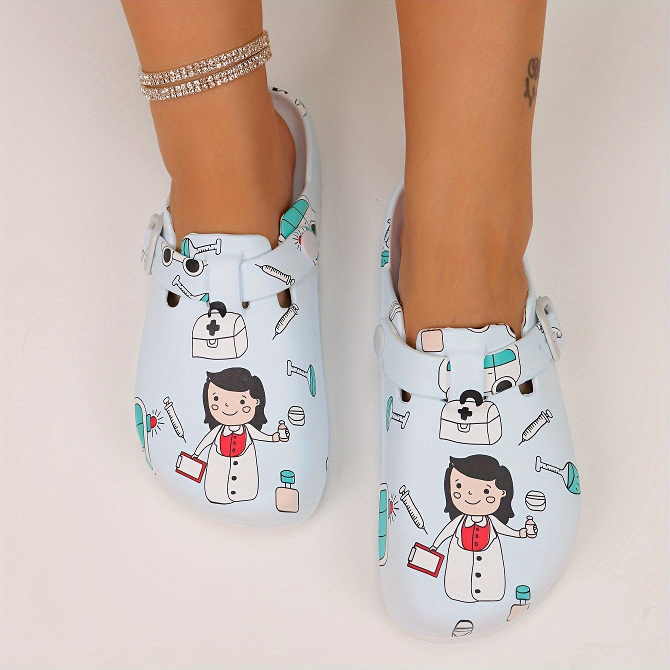 Cartoon Nurse Slides Casual EVA Slip-Ons Indoor Comfort All-Season
