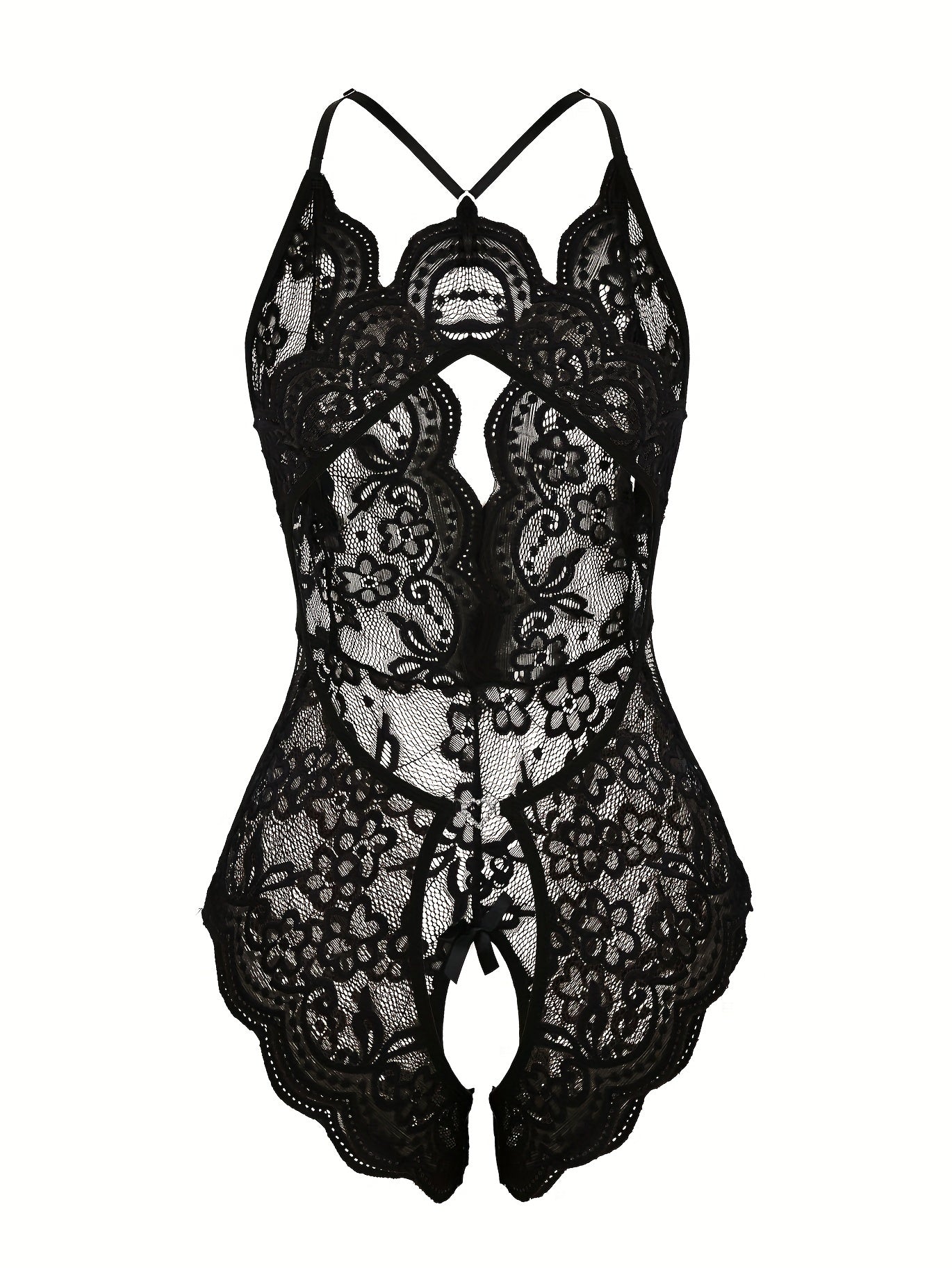 Women's Floral Lace Backless Teddy Bodysuit for Valentine's Day Gift