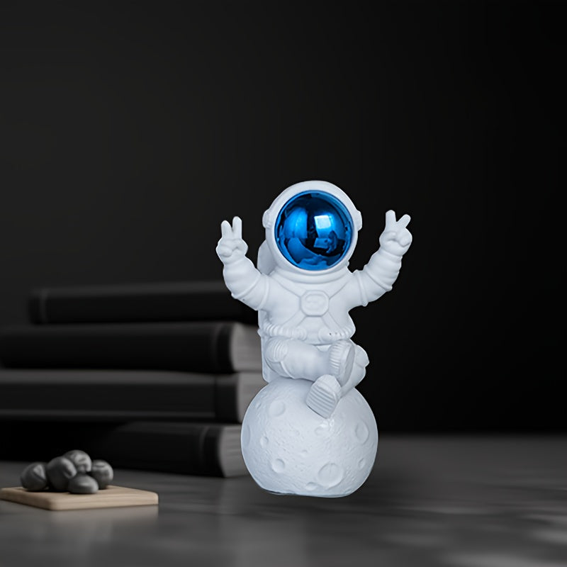 Conjunto de figuras de astronauta con decoración de huevo dorado para entusiastas del hogar, oficina y espacio