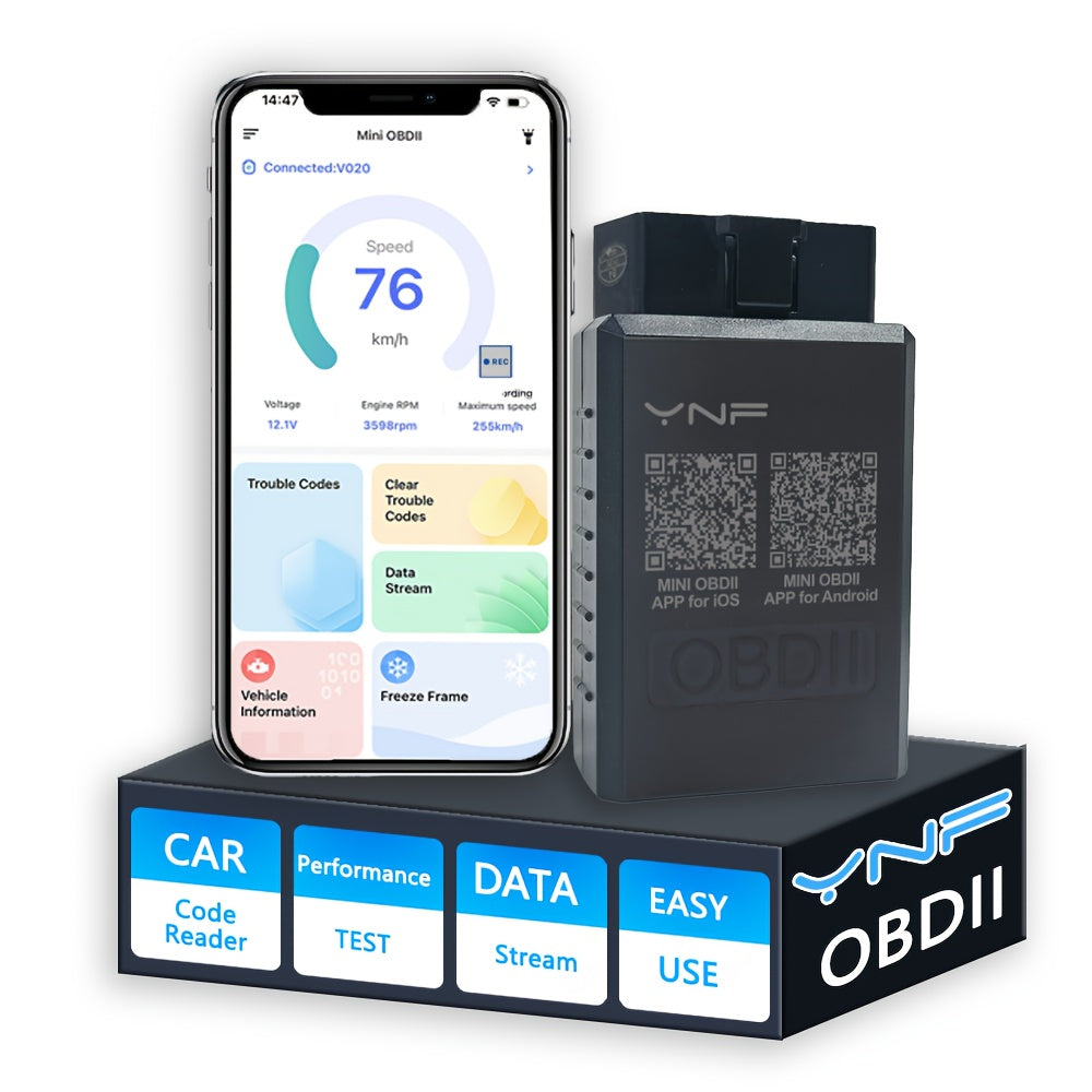 Avtomobillar uchun simsiz OBD2 kod o'quvchi, real-vaqt ma'lumotlarini skanerlash, iOS va Android bilan mos keladi