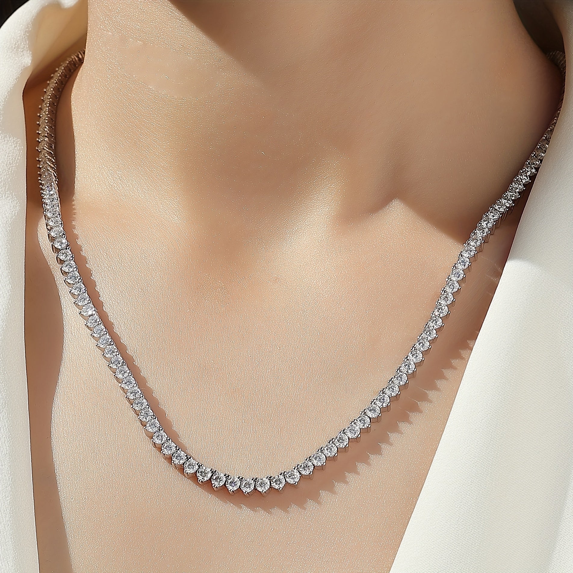 Sterling Silver Moissanite Necklace 17ct Gold Plated Wedding Engagement Jewelry