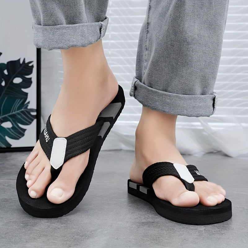 Men's Flip-Flops Green Black White Rubber Sole Indoor Outdoor Lightweight