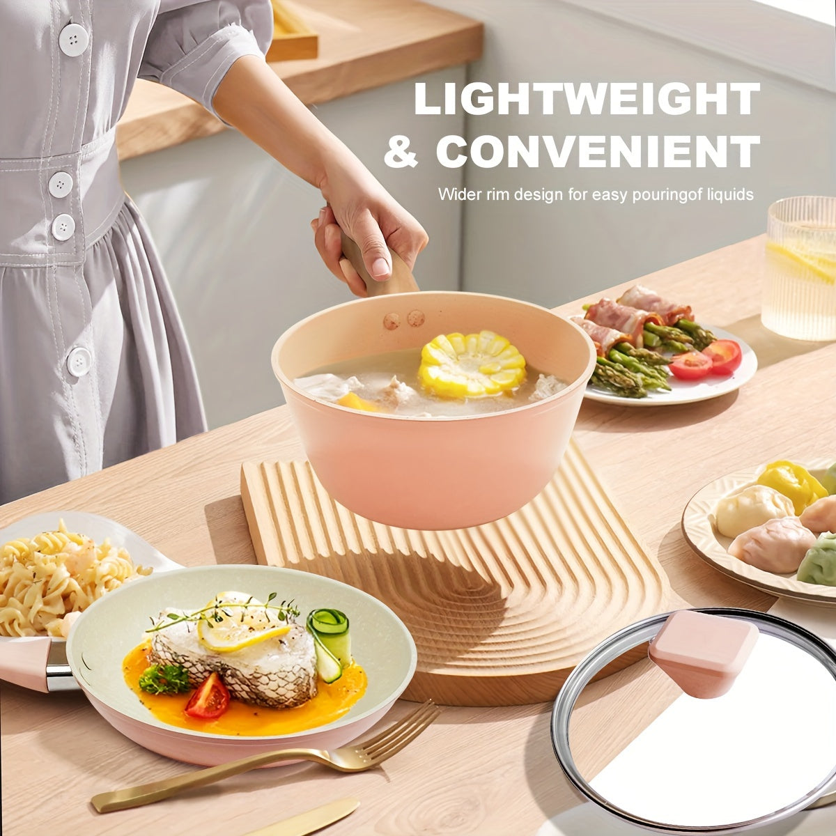 Набор антипригарной посуды с омлетницами, сковородками и сотейниками из алюминия, безопасен для посудомоечной машины